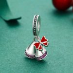 S925 Sterling Silber Anhänger Weihnachtswindspiel mit Bogen Niedliche Glocken Perlen DIY Armband Halskette Zubehör – Bild 3
