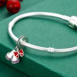 S925 Sterling Silber Anhänger Weihnachtswindspiel mit Bogen Niedliche Glocken Perlen DIY Armband Halskette Zubehör – Bild 5