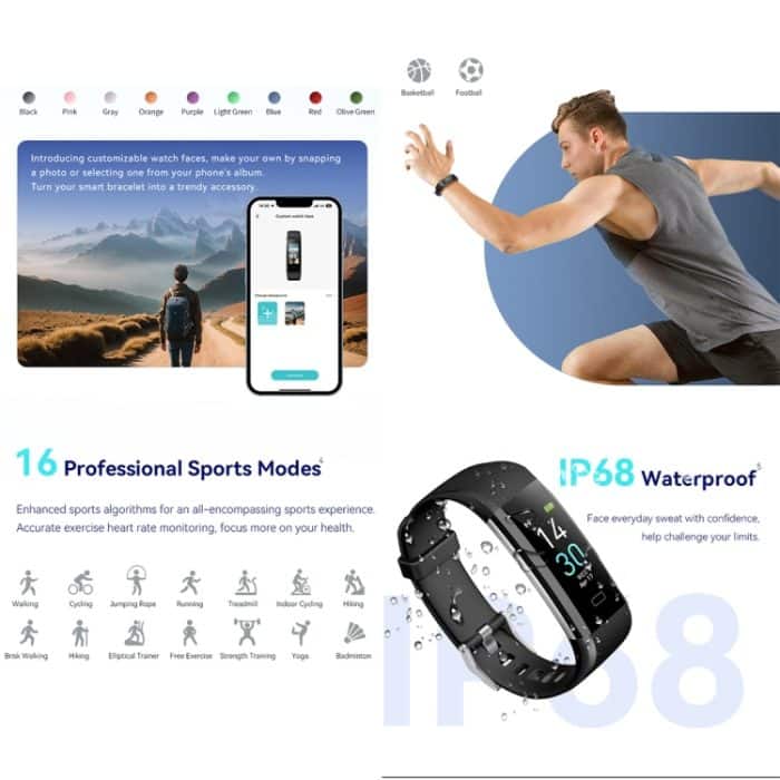 S5-4 Smart Armband IP68 Wasserdichte Herzfrequenz Sport Fitness Tracker Smart Watch – Bild 5