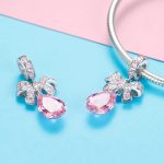 S925 Sterling Silber Bogen DIY String Perlen Pink Zirkon Anhänger Zubehör – Bild 5