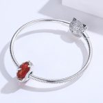 S925 Sterling Silber Anhänger rot glasierte Perle Schmetterlingsperlen DIY Armband Halskette Zubehör – Bild 4