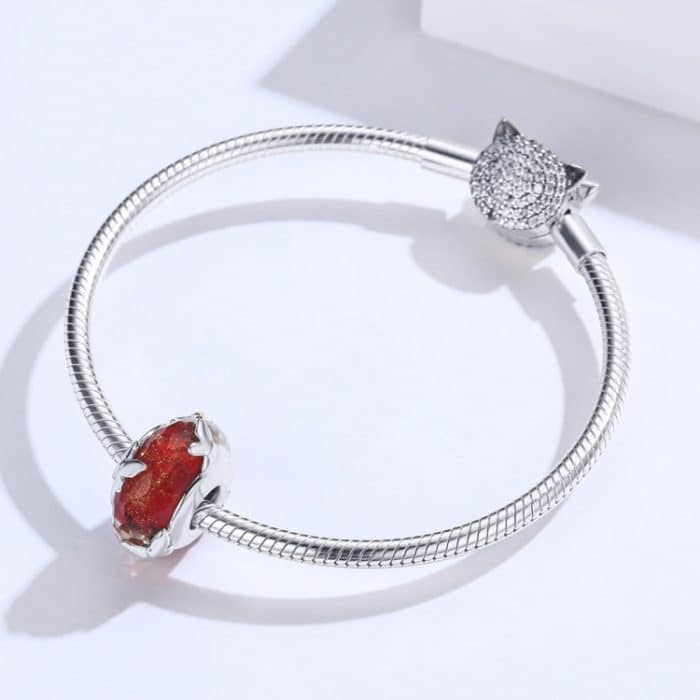 S925 Sterling Silber Anhänger rot glasierte Perle Schmetterlingsperlen DIY Armband Halskette Zubehör – Bild 4