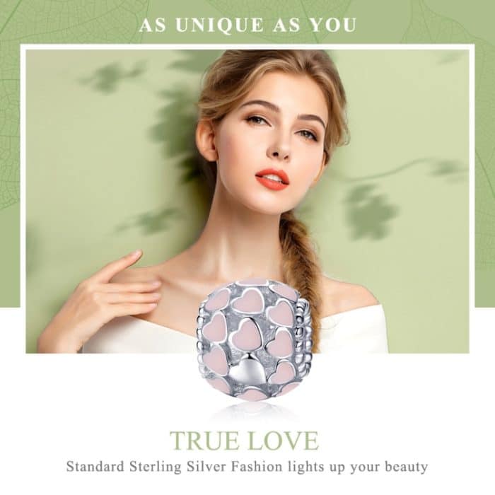 S925 Pure Silver Pink Herzförmige Diamantperlen – Bild 3