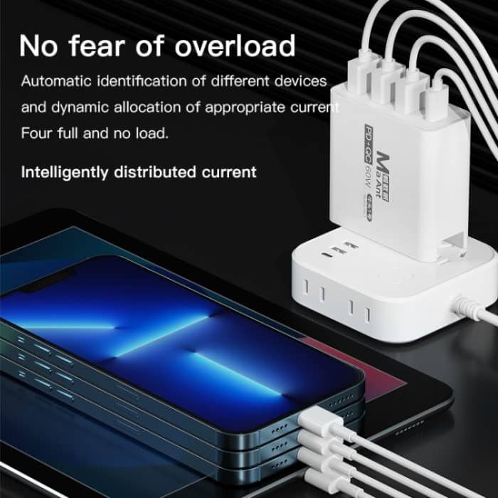 Ma-Ant 60 W USB-C/Typ-C+3 USB-Schnellladegerät mit mehreren Anschlüssen – Bild 3