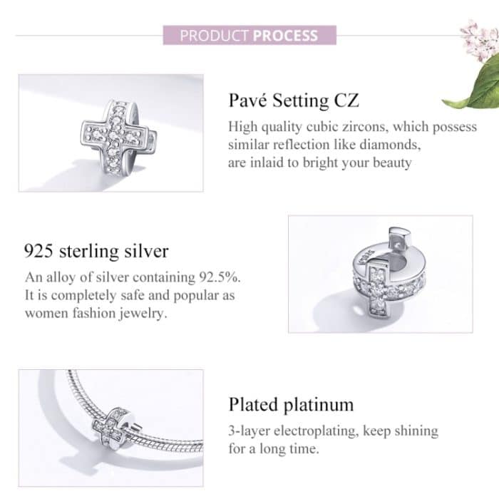 Mode Perlen DIY Armband Zubehör Sterling Silber S925 Cross Loose Perlen – Bild 3