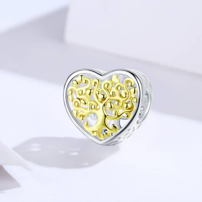 Life Tree DIY Armband Zubehör S925 Pure Silver Herzförmige Gold Hollow Silver Beads – Bild 3