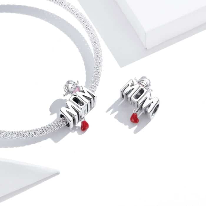 S925 Sterling Silber Anhänger zu Mama Perlen DIY Armband Halskette Zubehör – Bild 4