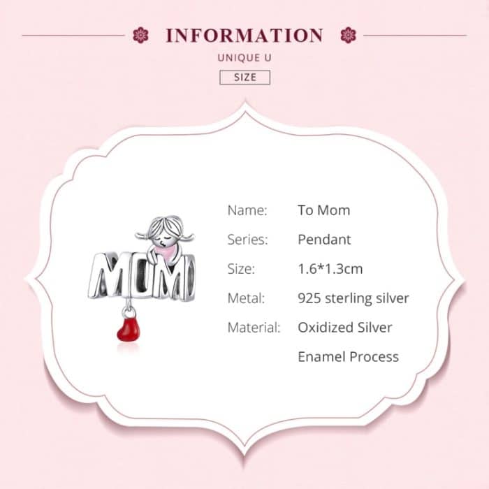 S925 Sterling Silber Anhänger zu Mama Perlen DIY Armband Halskette Zubehör – Bild 5