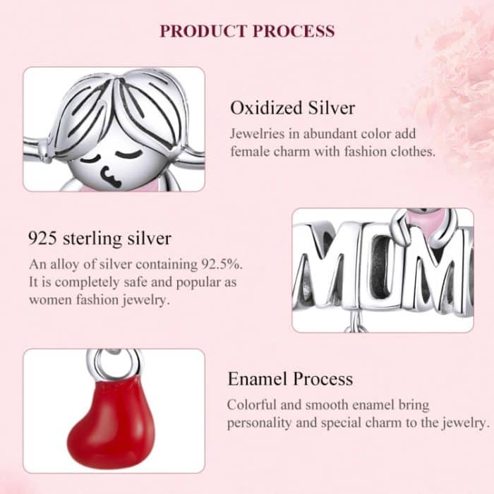 S925 Sterling Silber Anhänger zu Mama Perlen DIY Armband Halskette Zubehör – Bild 6