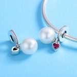 S925 Sterling Silber Perle Herz Anhänger DIY Armband Halskette Zubehör – Bild 6