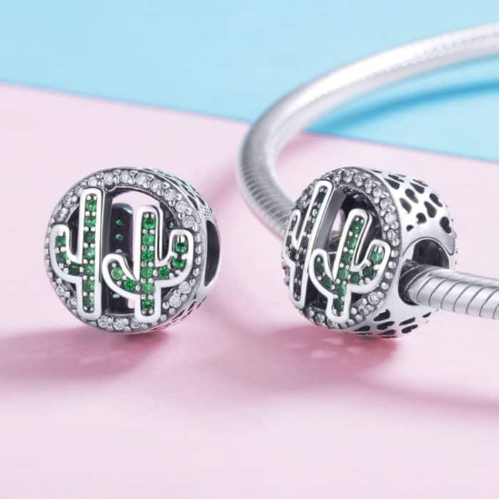 S925 Sterling Silber Anhänger Kraft Kaktus Perlen DIY Armband Halskette Zubehör – Bild 4