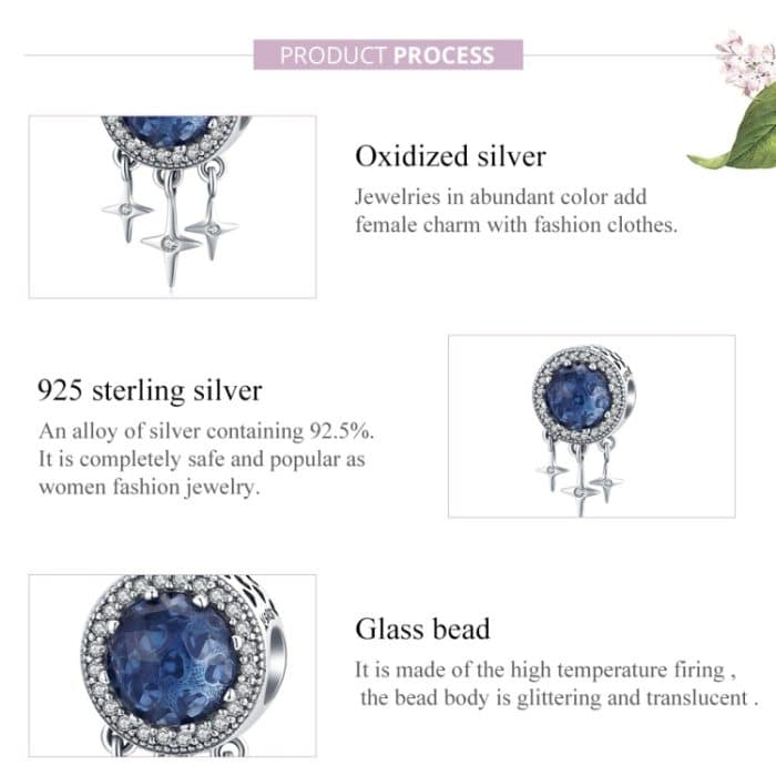 S925 Sterling Silber DIY String Zubehör Blue Star Fransen Perlen – Bild 3