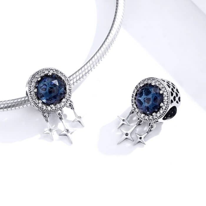 S925 Sterling Silber DIY String Zubehör Blue Star Fransen Perlen – Bild 4