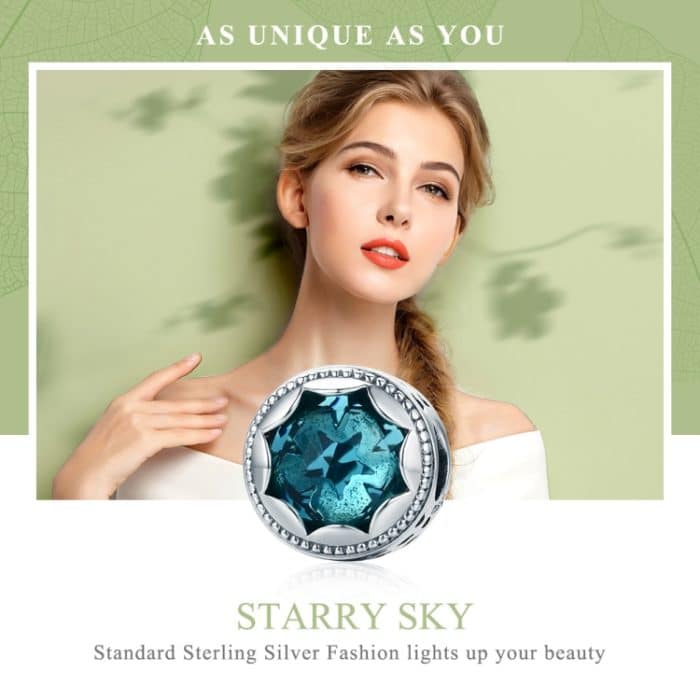 S925 Sterling Silber Mysterious Star Octagon Perlen DIY Armband Halskette Zubehör – Bild 3