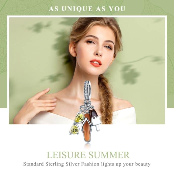 S925 Sterling Silber Gemütlicher Sommerkopf Anhänger DIY Armband Halskette Zubehör – Bild 3