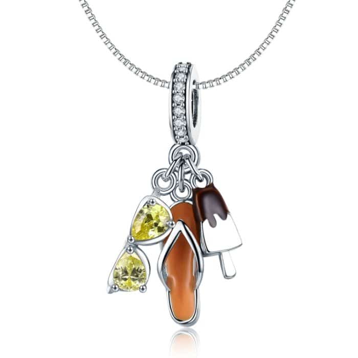 S925 Sterling Silber Gemütlicher Sommerkopf Anhänger DIY Armband Halskette Zubehör – Bild 5