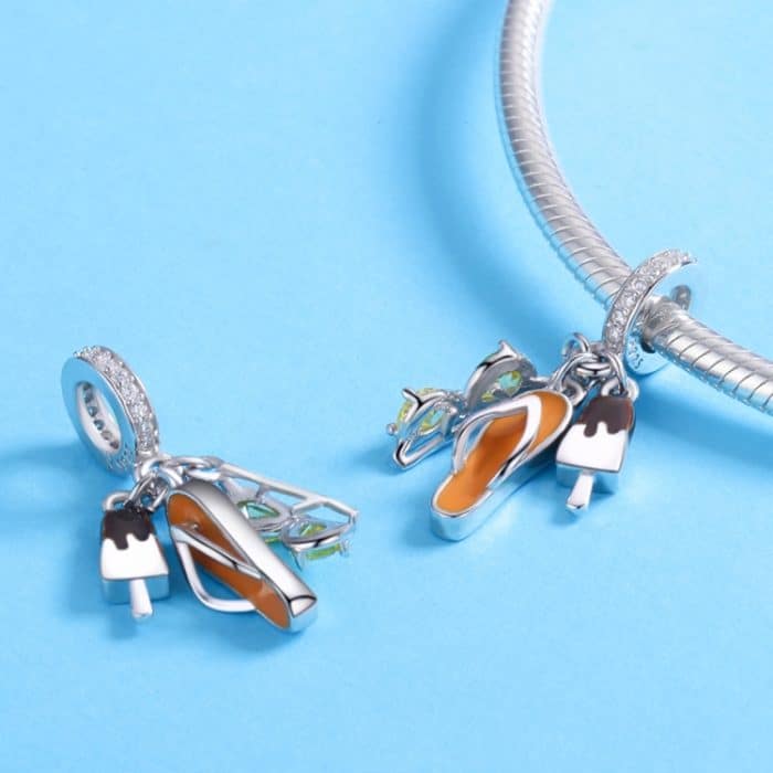 S925 Sterling Silber Gemütlicher Sommerkopf Anhänger DIY Armband Halskette Zubehör – Bild 6