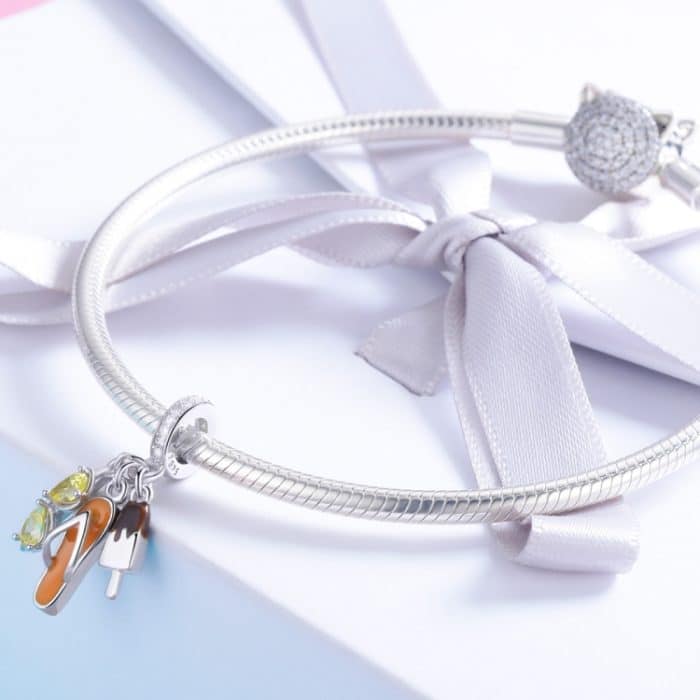 S925 Sterling Silber Gemütlicher Sommerkopf Anhänger DIY Armband Halskette Zubehör – Bild 7