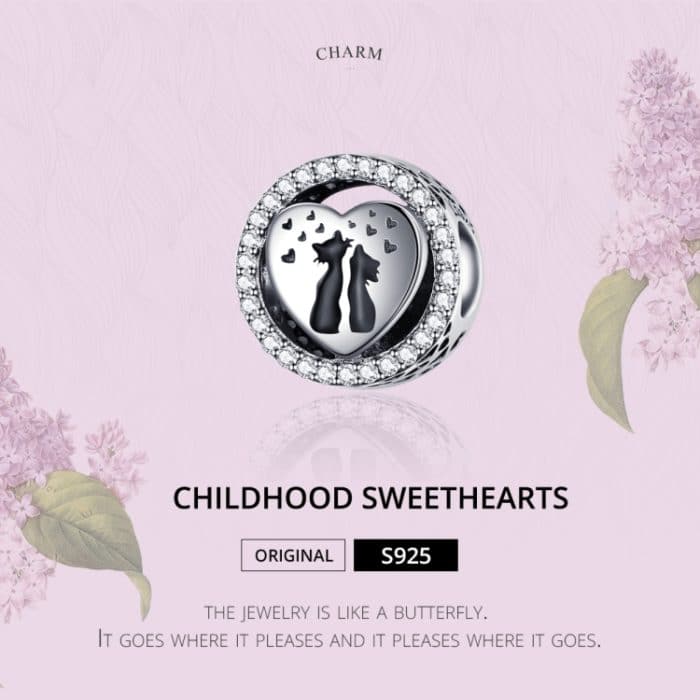 S925 Sterling Silber Liebe Katze Hohlherz Perlen DIY Armband Halskette Zubehör – Bild 3