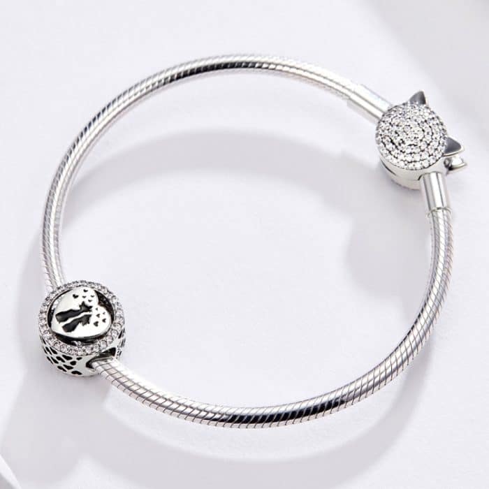 S925 Sterling Silber Liebe Katze Hohlherz Perlen DIY Armband Halskette Zubehör – Bild 6