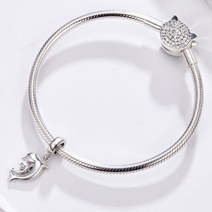 S925 Sterling Silber Dolphin Anhänger DIY Armband Halskette Zubehör – Bild 6