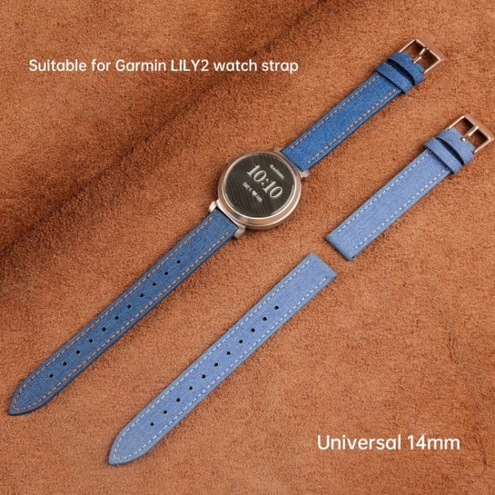 14 mm großes Uhrenarmband aus Leinengewebe und Leder, For Garmin Lily 2 – Bild 4