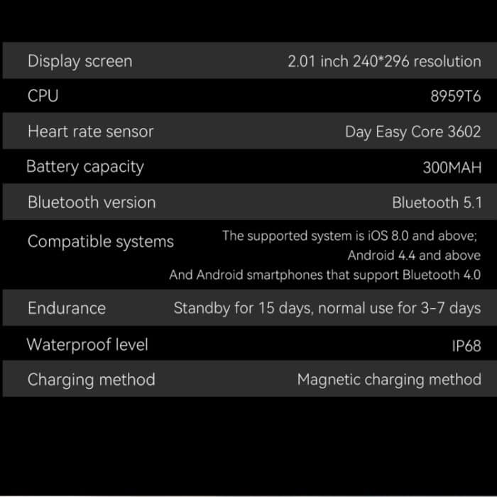 ZW66 2,01 Zoll BT5.1 Fitness Wellness Smart Watch, unterstützt Bluetooth-Anruf-/Schlaf-/Blutsauerstoff-/Herzfrequenz-/Blutdruck-Gesundheitsmonitor – Bild 14