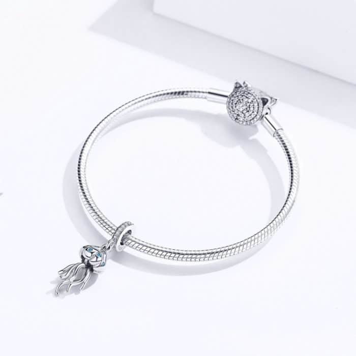 S925 Sterling Silber Quallen Anhänger DIY Armband Halskette Zubehör – Bild 7