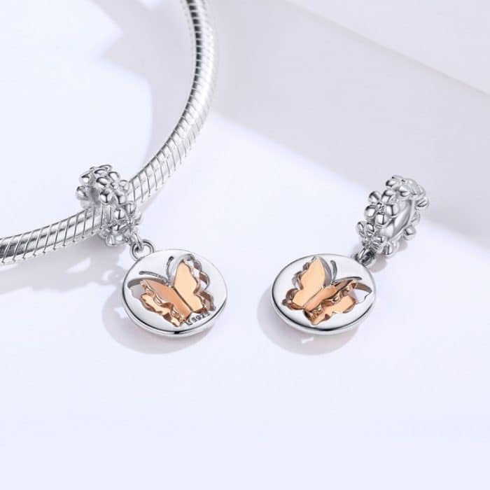 S925 Sterling Silber Gold Schmetterling Anhänger DIY Armband Halskette Zubehör – Bild 6