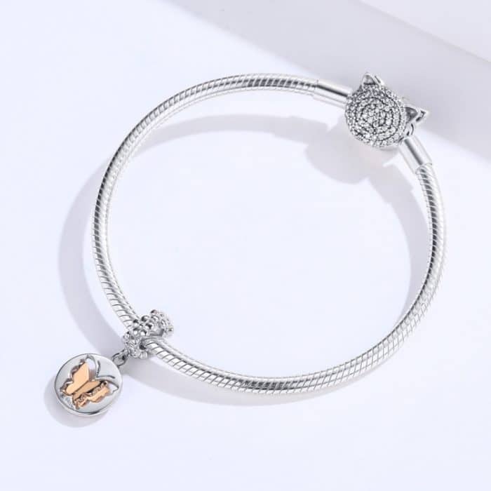 S925 Sterling Silber Gold Schmetterling Anhänger DIY Armband Halskette Zubehör – Bild 7