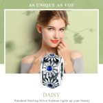 S925 Pure Silver DIY Armband Zubehör Pflanze Blue Daisy Spacer – Bild 3