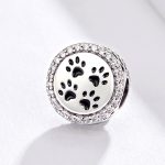 S925 Sterling Silber Schwarz Pet Paw Print Perlen DIY Armband Halskette Zubehör – Bild 2