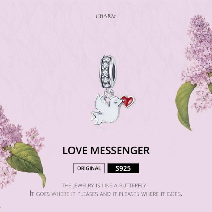 S925 Sterling Silber Liebe fliegende Taube Anhänger DIY Armband Halskette Zubehör – Bild 3