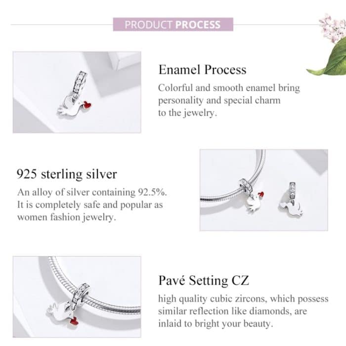 S925 Sterling Silber Liebe fliegende Taube Anhänger DIY Armband Halskette Zubehör – Bild 4