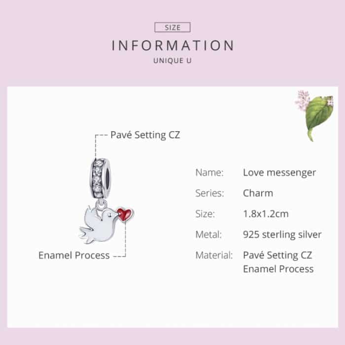 S925 Sterling Silber Liebe fliegende Taube Anhänger DIY Armband Halskette Zubehör – Bild 5