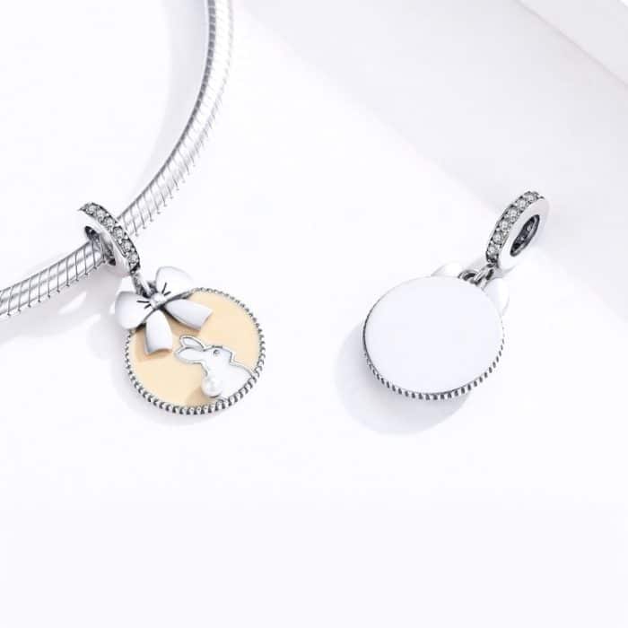 S925 Sterling Silber Bunny Runde Anhänger DIY Armband Halskette Zubehör – Bild 5