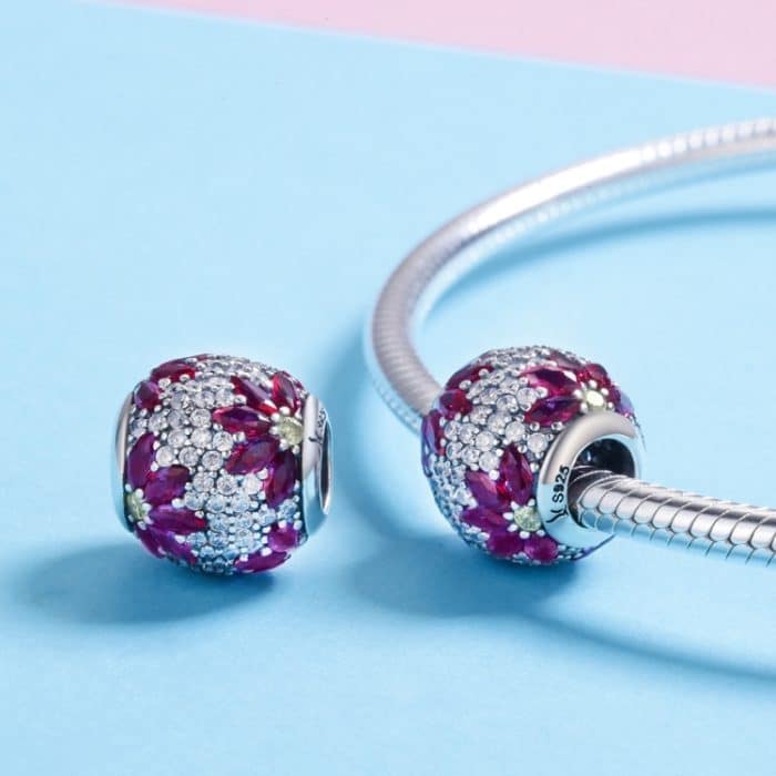 S925 Sterling Silber Frühlingsblumenperlen DIY Armband Halskette Zubehör – Bild 6