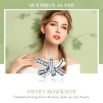 S925 Sterling Silber Sweet Bow Perlen DIY Armband Halskette Zubehör – Bild 3