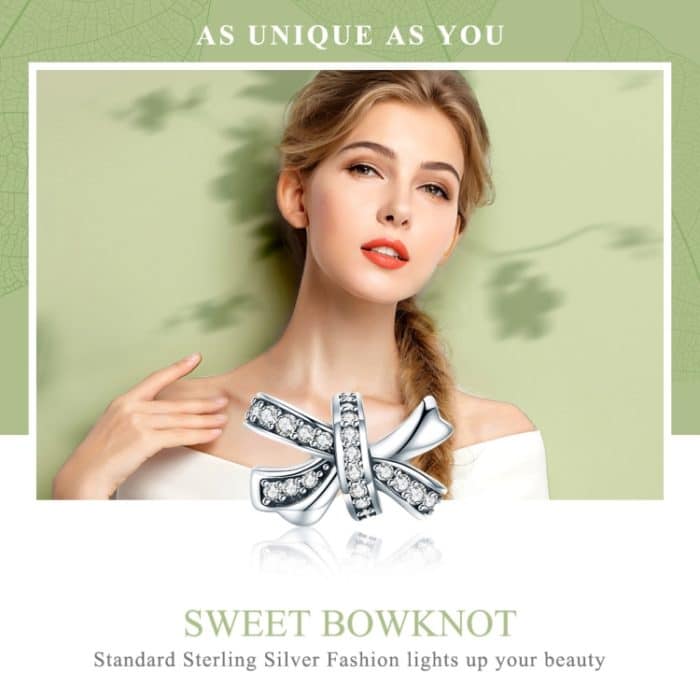 S925 Sterling Silber Sweet Bow Perlen DIY Armband Halskette Zubehör – Bild 3