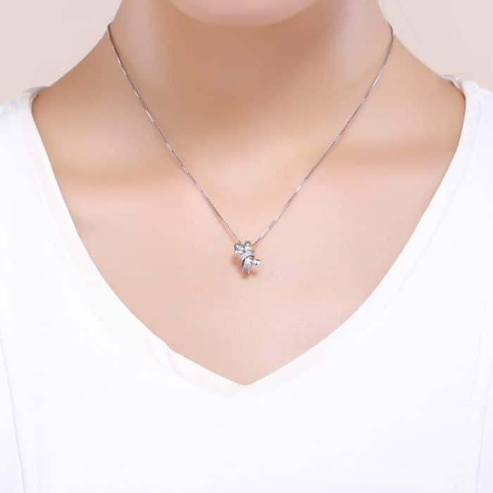 S925 Sterling Silber Sweet Bow Perlen DIY Armband Halskette Zubehör – Bild 8