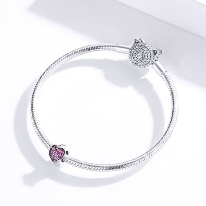 S925 Sterling Silber Rosa Zirkon Liebe Herz Perlen DIY Armband Halskette Zubehör – Bild 7