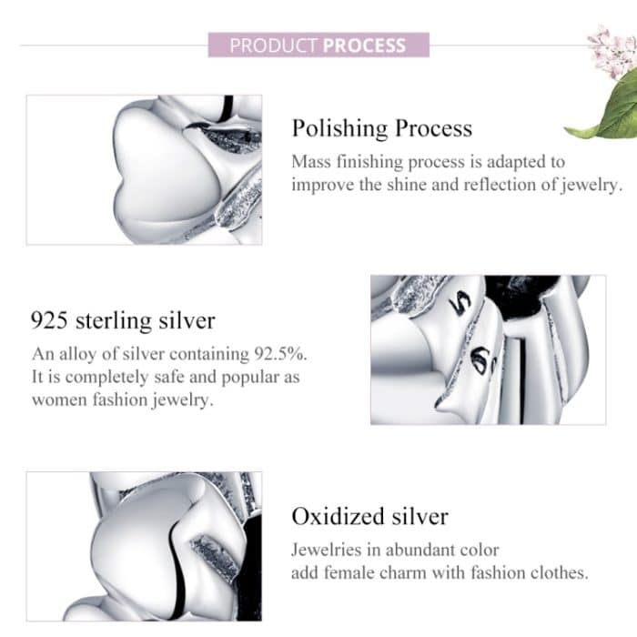 S925 Sterling Silber Herzform Perlen DIY Armband Halskette Zubehör – Bild 4