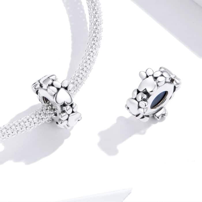 Herzförmige Perlen Armband Zubehör Sterling Silber S925 Separate Perlen Liebe Fußabdrücke Lose Perlen – Bild 4