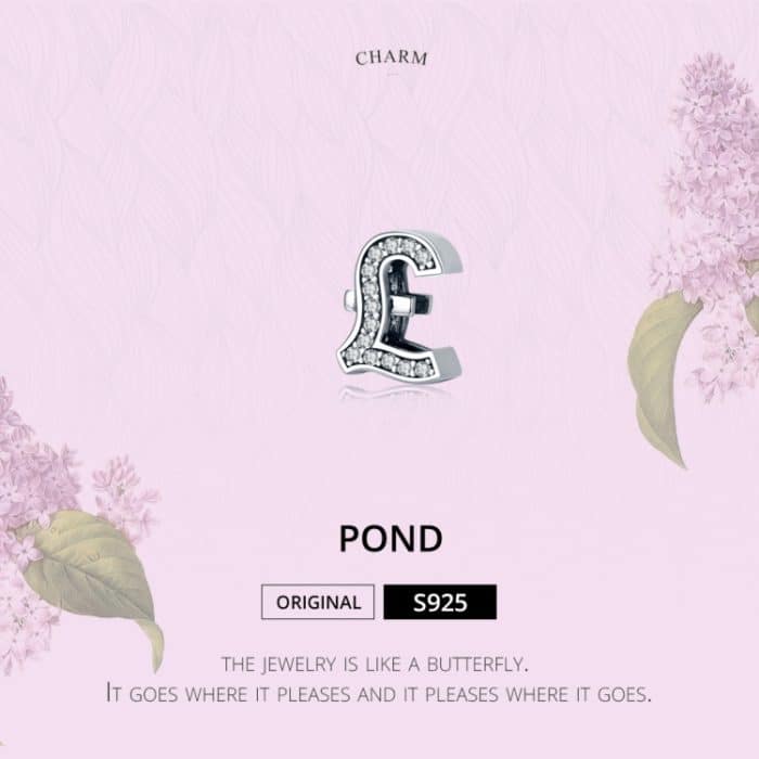 S925 Sterling Silber Anhänger Teich Währung Symbol Perlen DIY Armband Halskette Zubehör – Bild 5