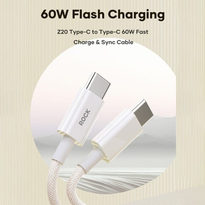 ROCK Z20 60W USB-C/Typ-C auf USB-C/Typ-C Schnelllade-Datenkabel – Bild 2