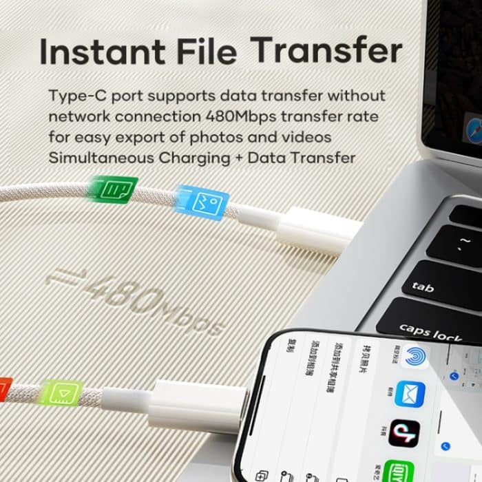 ROCK Z20 60W USB-C/Typ-C auf USB-C/Typ-C Schnelllade-Datenkabel – Bild 5