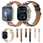 Genähtes Blumen-Lederarmband, For Apple Watch SE 2023 44mm, For Apple Watch SE 2023 40mm, For Apple Watch Ultra 2 49mm, For Apple Watch Series 9 45mm, For Apple Watch Series 9 41mm, For Apple Watch Ultra 49mm, For Apple Watch Series 8 41mm... – Bild 2