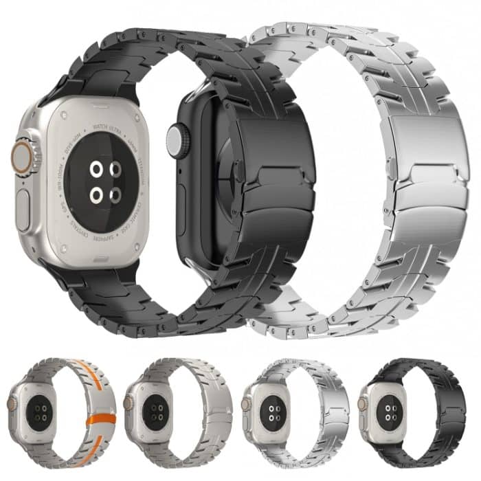 Uhrenarmband aus Titanstahl mit doppelter Schnalle und Schildkröten-Motiv, For Apple Watch SE 2023 44mm, For Apple Watch SE 2023 40mm, For Apple Watch Ultra 2 49mm, For Apple Watch Series 9 45mm, For Apple Watch Series 9 41mm, For Apple Watch Ultra 49m... – Bild 2