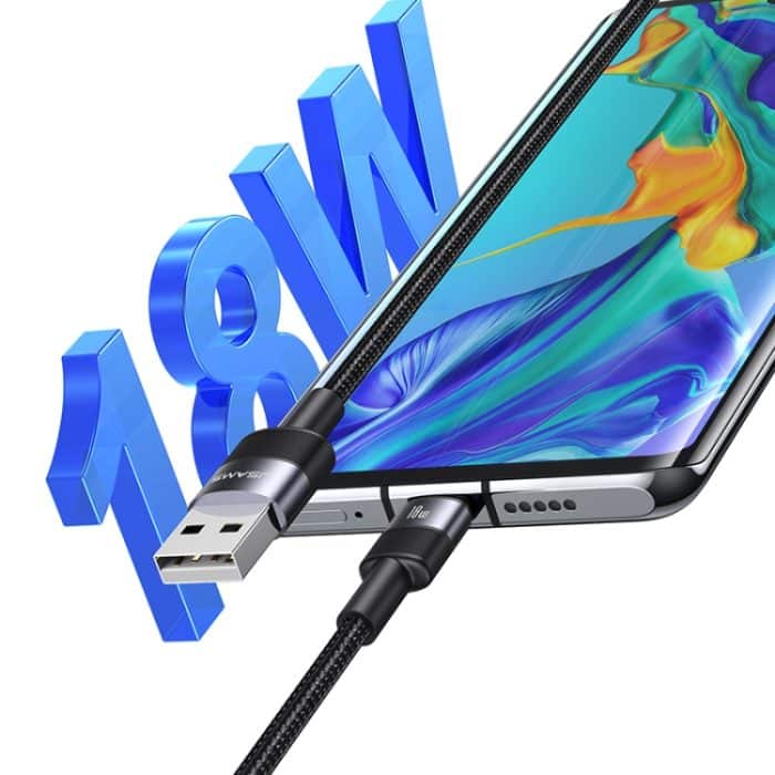 USAMS SJ718 3A USB auf USB-C/Typ-C Datenkabel aus Aluminiumlegierung, Länge: 1,2 m – Bild 3