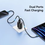 USAMS CC229 30W USB+USB-C / Typ-C Dual Port GaN Digital Display Ladegerät, Spezifikationen: EU Stecker – Bild 5